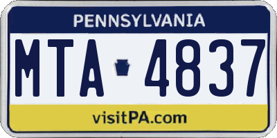 PA license plate MTA4837