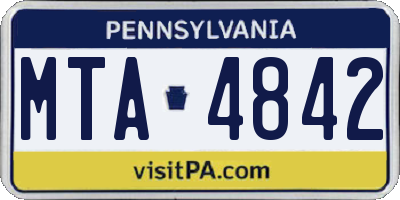 PA license plate MTA4842