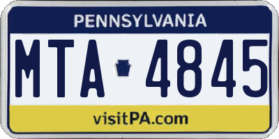 PA license plate MTA4845
