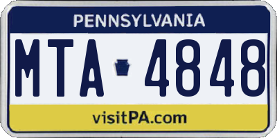 PA license plate MTA4848