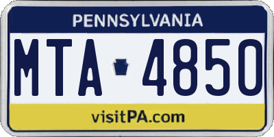PA license plate MTA4850