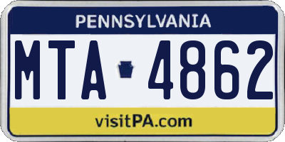 PA license plate MTA4862