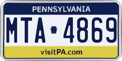 PA license plate MTA4869