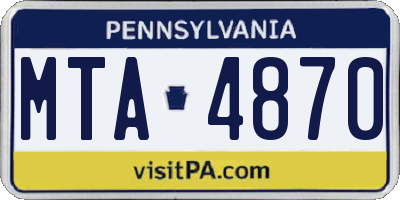 PA license plate MTA4870