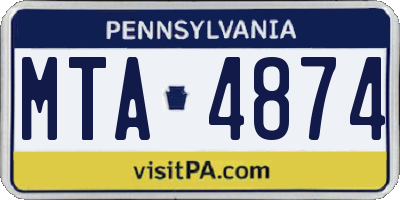 PA license plate MTA4874