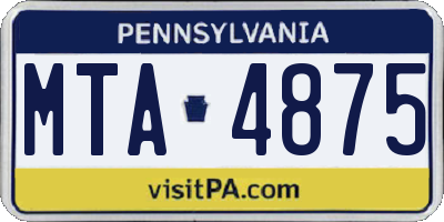 PA license plate MTA4875