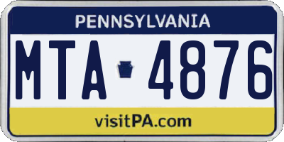 PA license plate MTA4876