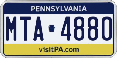 PA license plate MTA4880