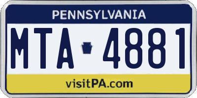 PA license plate MTA4881
