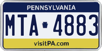 PA license plate MTA4883