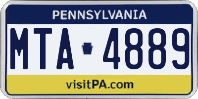 PA license plate MTA4889