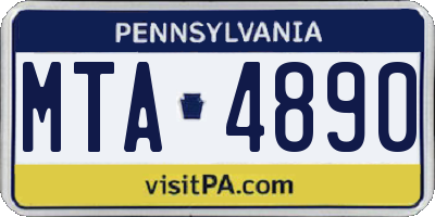 PA license plate MTA4890