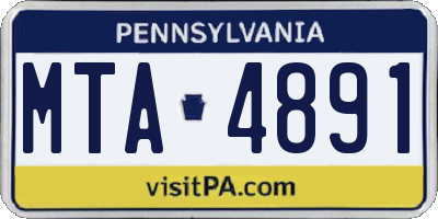 PA license plate MTA4891