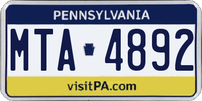 PA license plate MTA4892