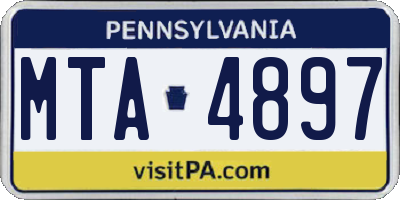PA license plate MTA4897