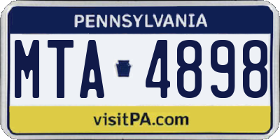 PA license plate MTA4898