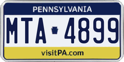 PA license plate MTA4899