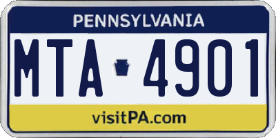 PA license plate MTA4901