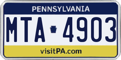 PA license plate MTA4903