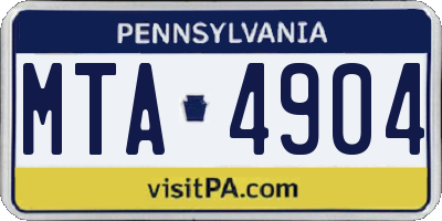 PA license plate MTA4904