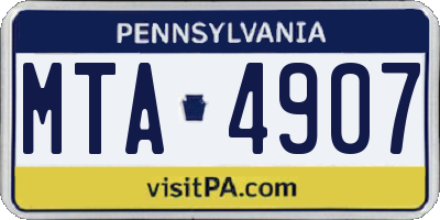 PA license plate MTA4907