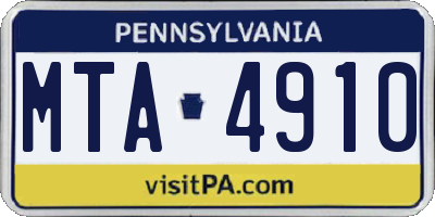 PA license plate MTA4910