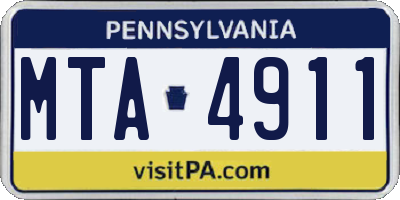 PA license plate MTA4911
