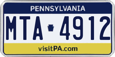 PA license plate MTA4912