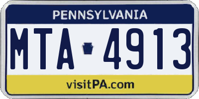 PA license plate MTA4913