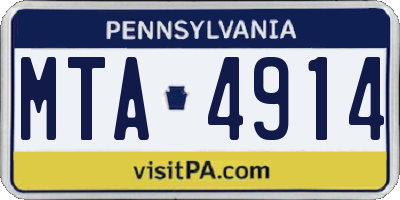 PA license plate MTA4914