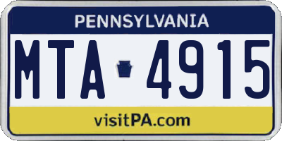 PA license plate MTA4915