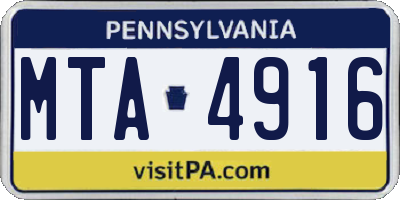 PA license plate MTA4916