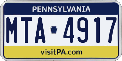 PA license plate MTA4917
