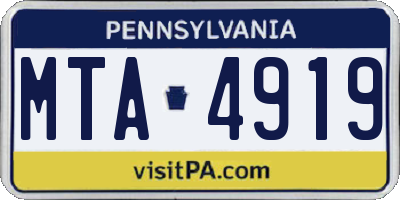 PA license plate MTA4919