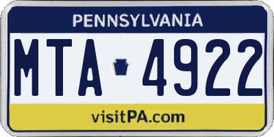 PA license plate MTA4922