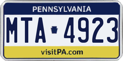 PA license plate MTA4923