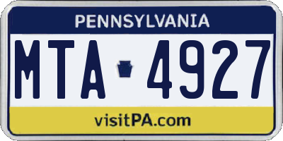 PA license plate MTA4927