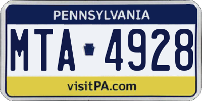 PA license plate MTA4928