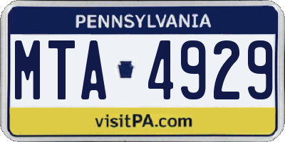 PA license plate MTA4929
