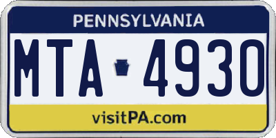 PA license plate MTA4930