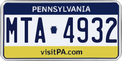 PA license plate MTA4932