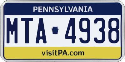 PA license plate MTA4938