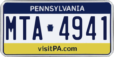 PA license plate MTA4941