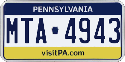 PA license plate MTA4943