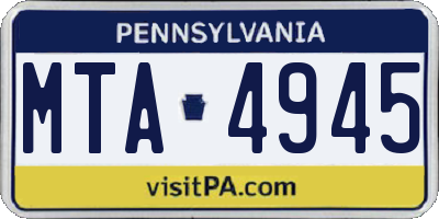 PA license plate MTA4945