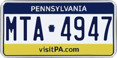 PA license plate MTA4947