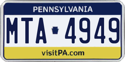 PA license plate MTA4949