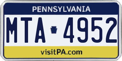 PA license plate MTA4952