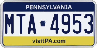 PA license plate MTA4953