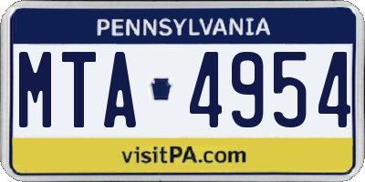 PA license plate MTA4954